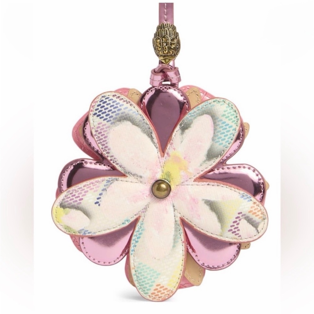 KURT GEIGER• Pink Floral Leather Bag Charm - Picture 4 of 11